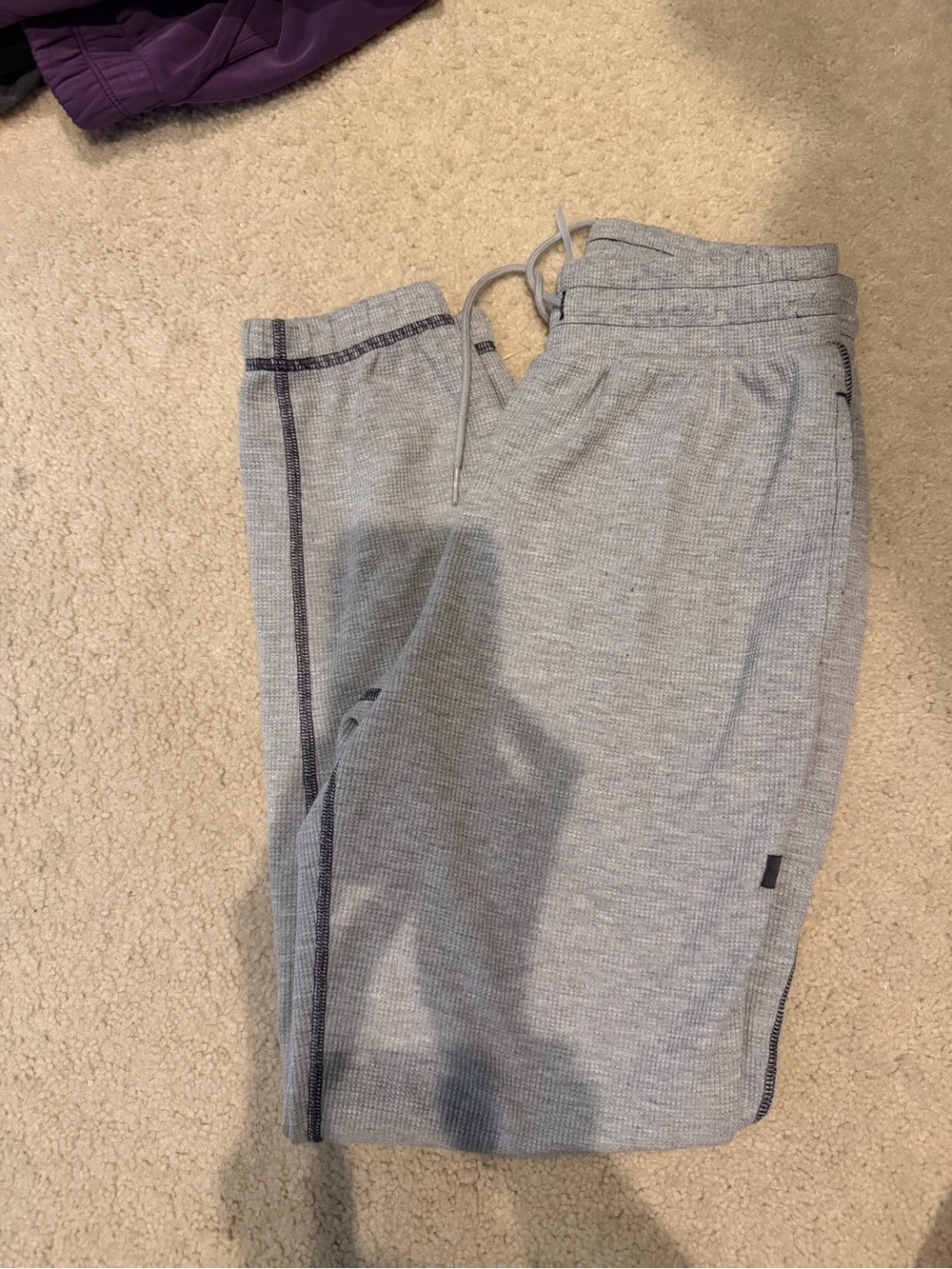 Fabletics Light Gray Waffle-Knit Jogger Pants
